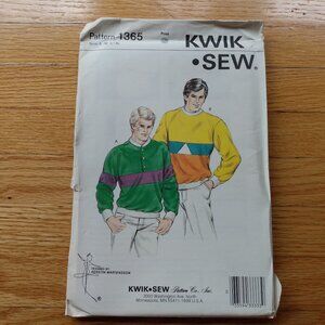 Vintage 80s Sweatshirt Sewing Pattern S-XL Colorblock Pullover Shirt UNCUT